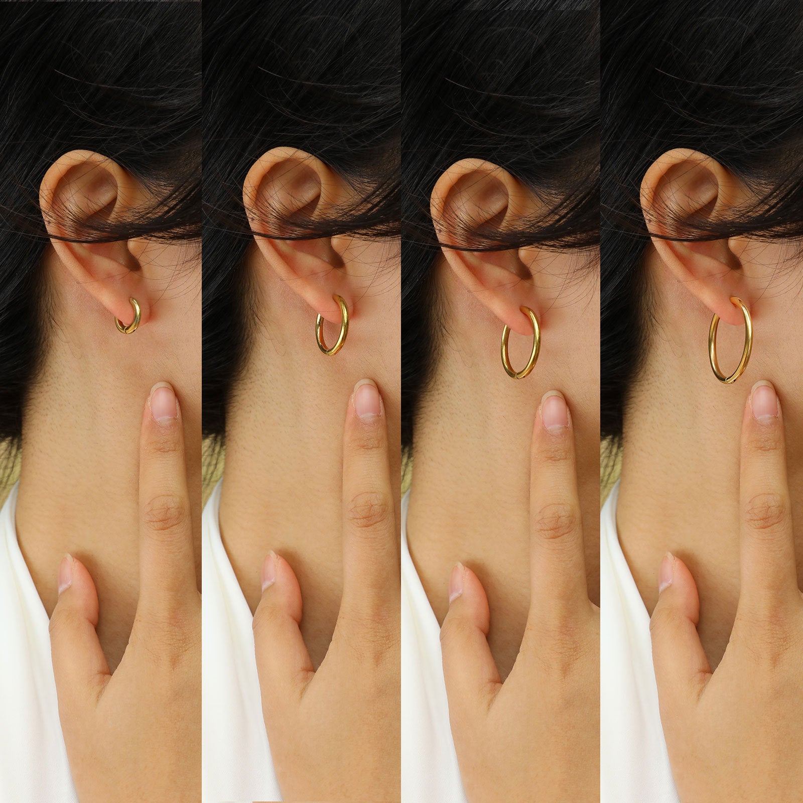 Minimalist Stainless Steel Gold Hoop Earrings for Women