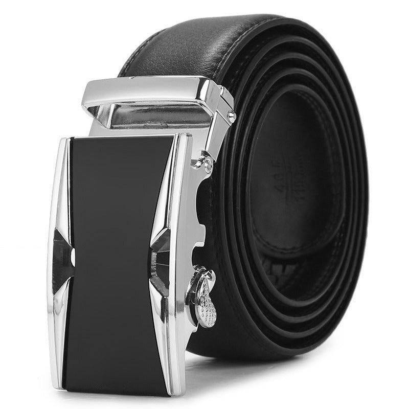 Genuine Leather Auto-Buckle Belt for Men — Real Cowhide, Premium Finish