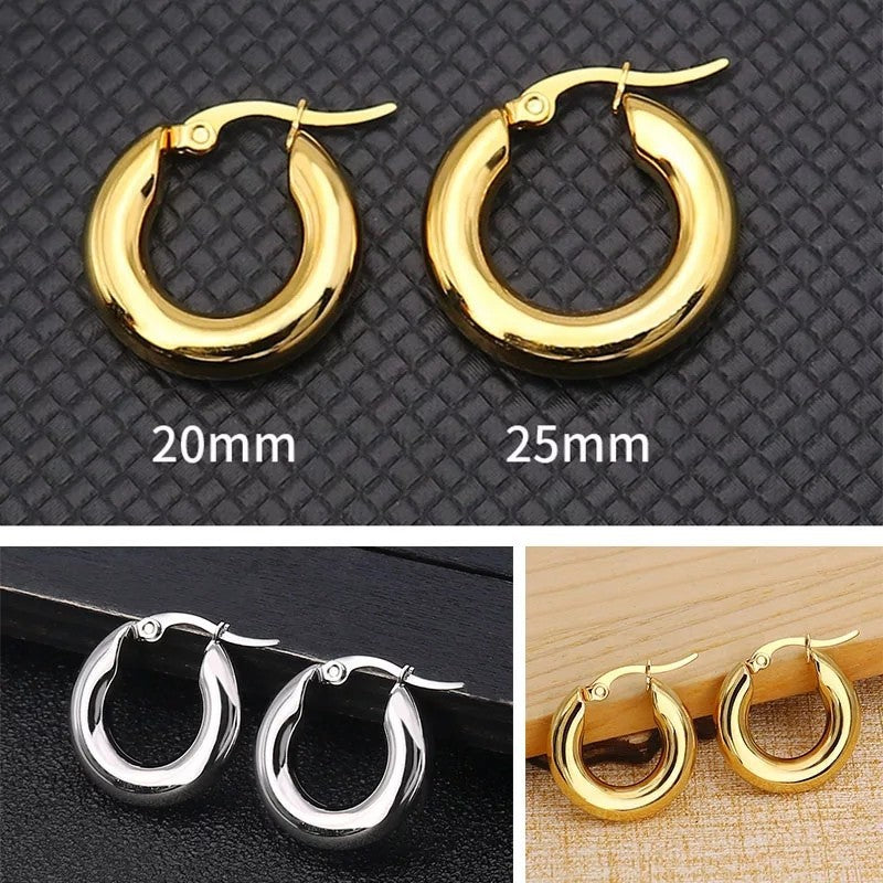 Fashionable 5.0 Stainless Steel Thick Hoop Earrings