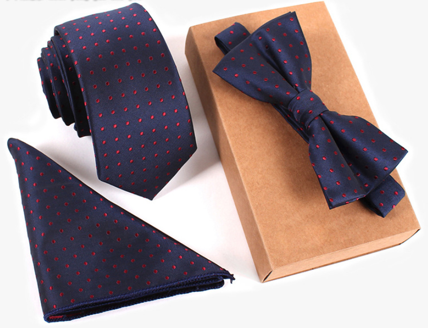 Men's Bow Tie & Pocket Square Set — 3-Piece Formal Style