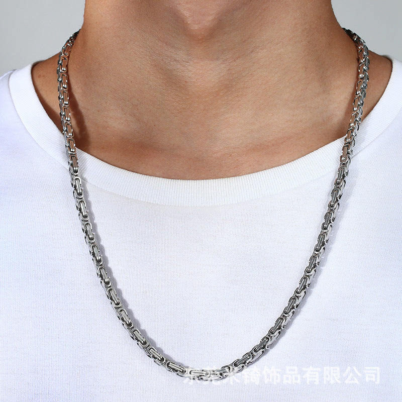 Handcrafted 304 Stainless Steel Byzantine Chain Necklace