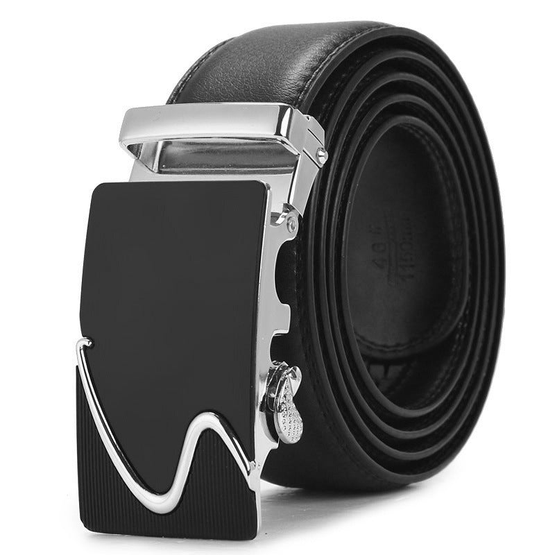 Genuine Leather Auto-Buckle Belt for Men — Real Cowhide, Premium Finish