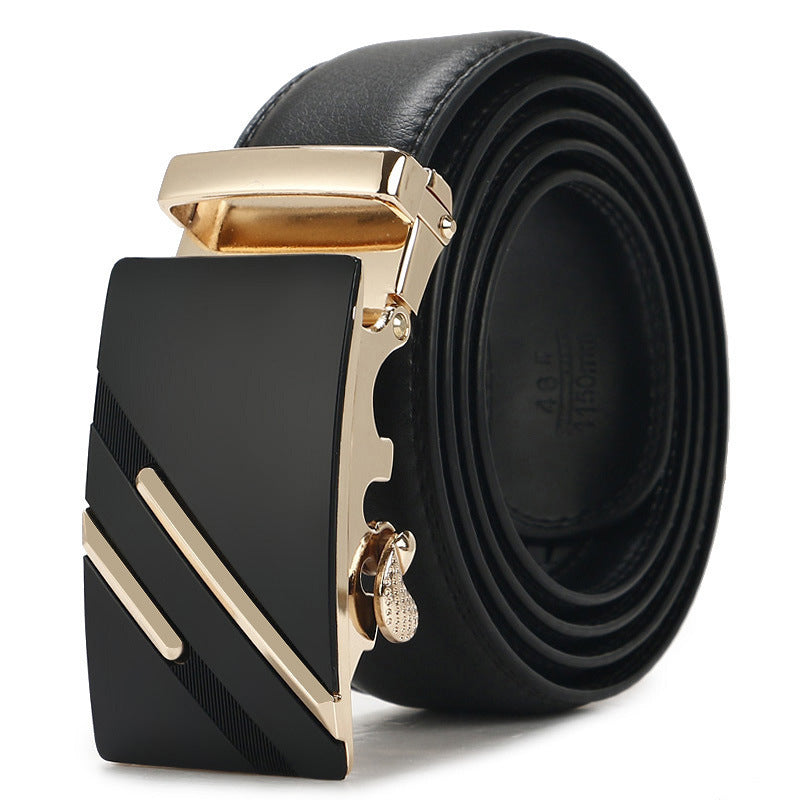 Genuine Leather Auto-Buckle Belt for Men — Real Cowhide, Premium Finish