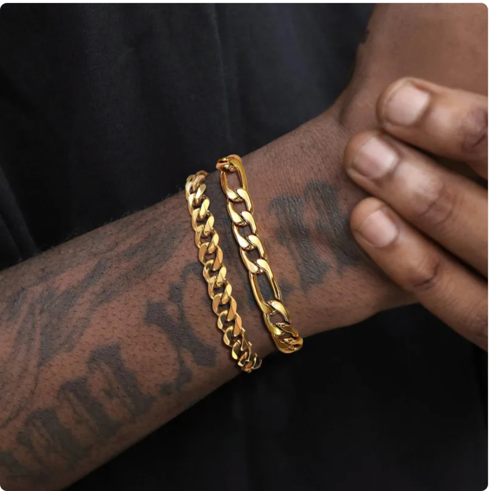 Men's Stainless Steel Cuban Bracelet Set