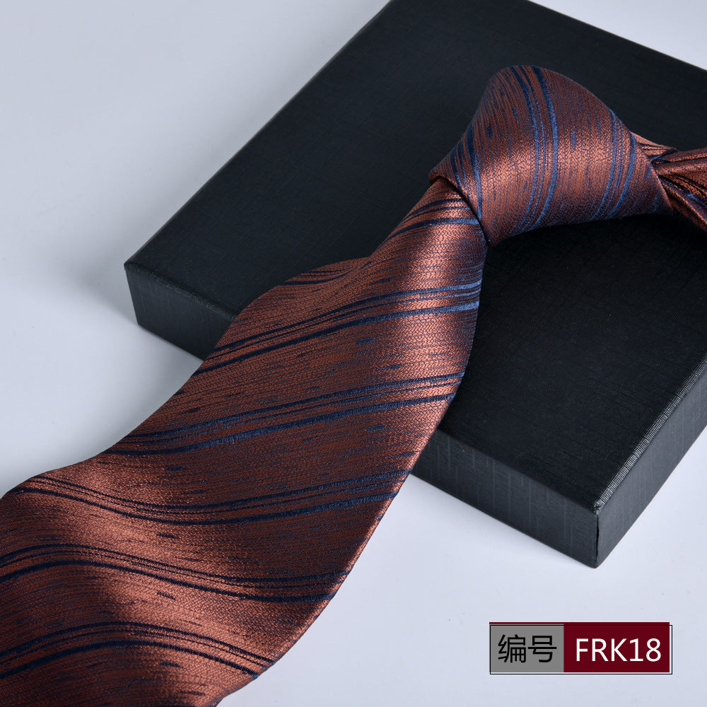 Men's 8cm Striped Jacquard Tie — Classic Width, 19 Colors