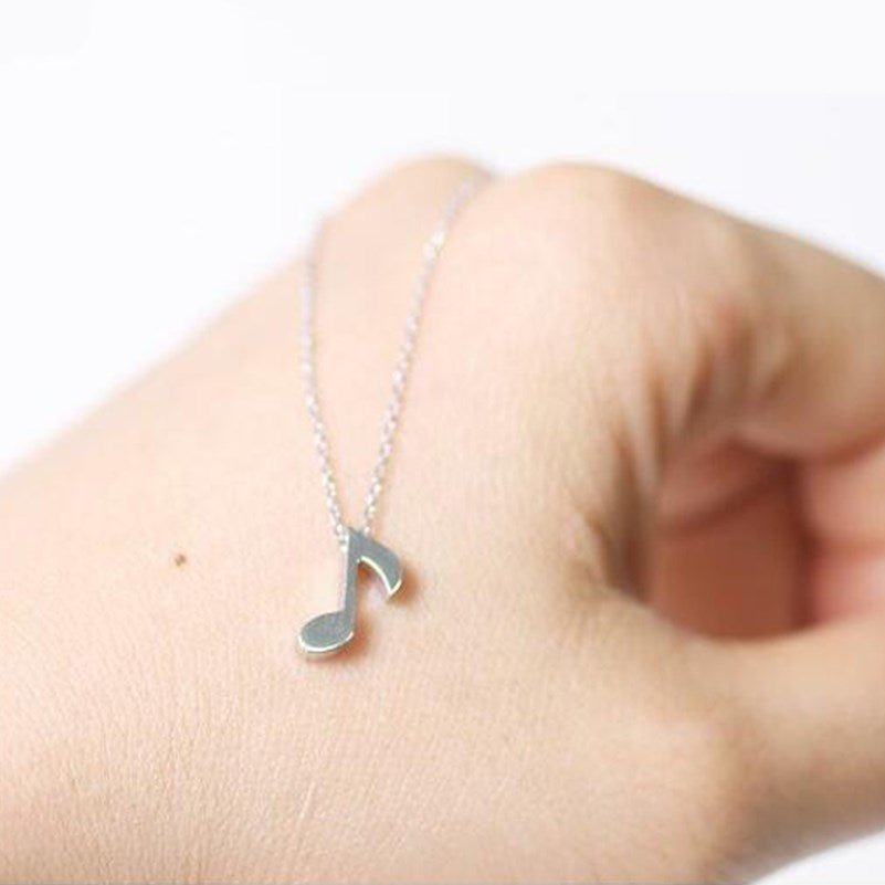 Stainless Steel Musical Note Pendant Necklace for Women