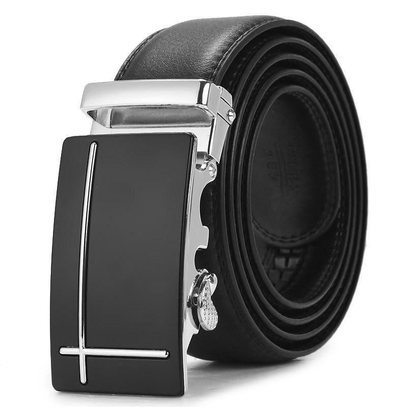 Genuine Leather Auto-Buckle Belt for Men — Real Cowhide, Premium Finish