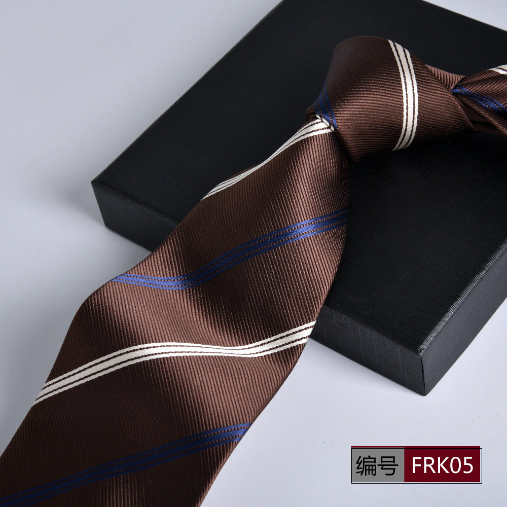Men's 8cm Striped Jacquard Tie — Classic Width, 19 Colors