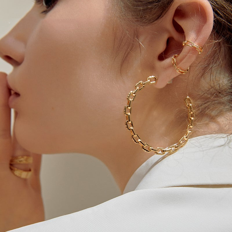 Stylish Hoop Earrings, Minimalist 925 Silver Studs