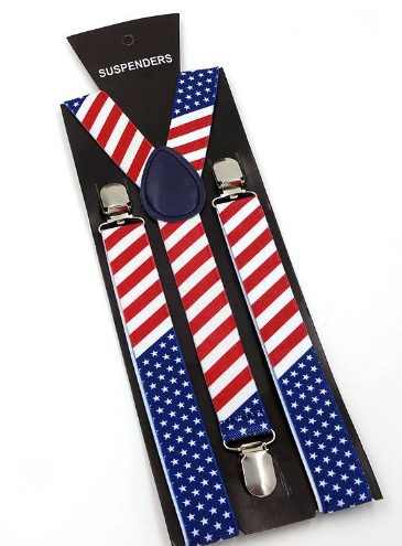 Unisex Patterned Suspenders with 3 Clips — 7 Designs