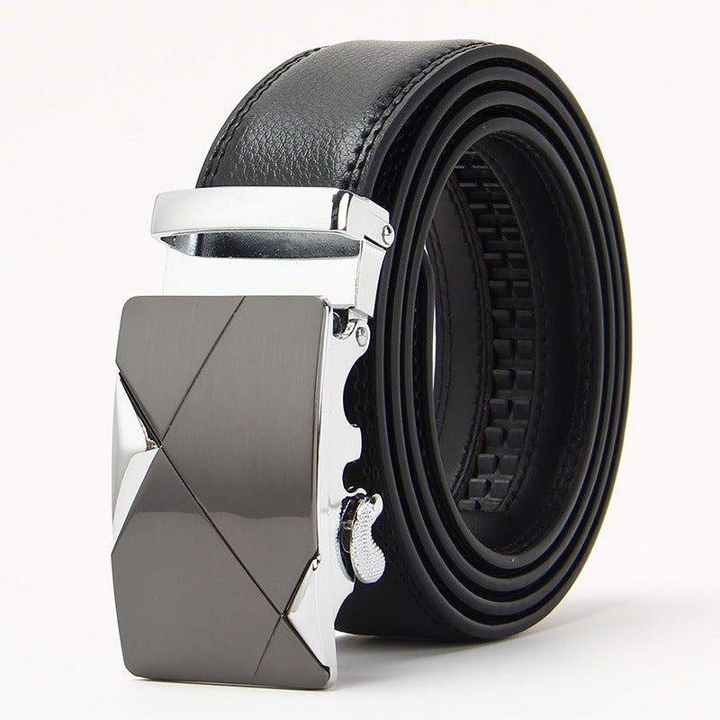 Genuine Leather Auto-Buckle Belt for Men — Real Cowhide, Premium Finish