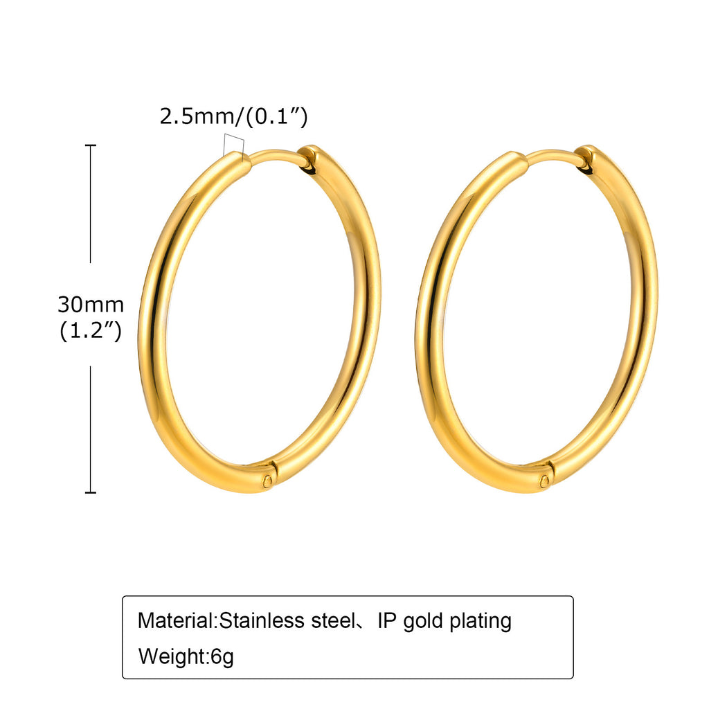 Minimalist Stainless Steel Gold Hoop Earrings for Women