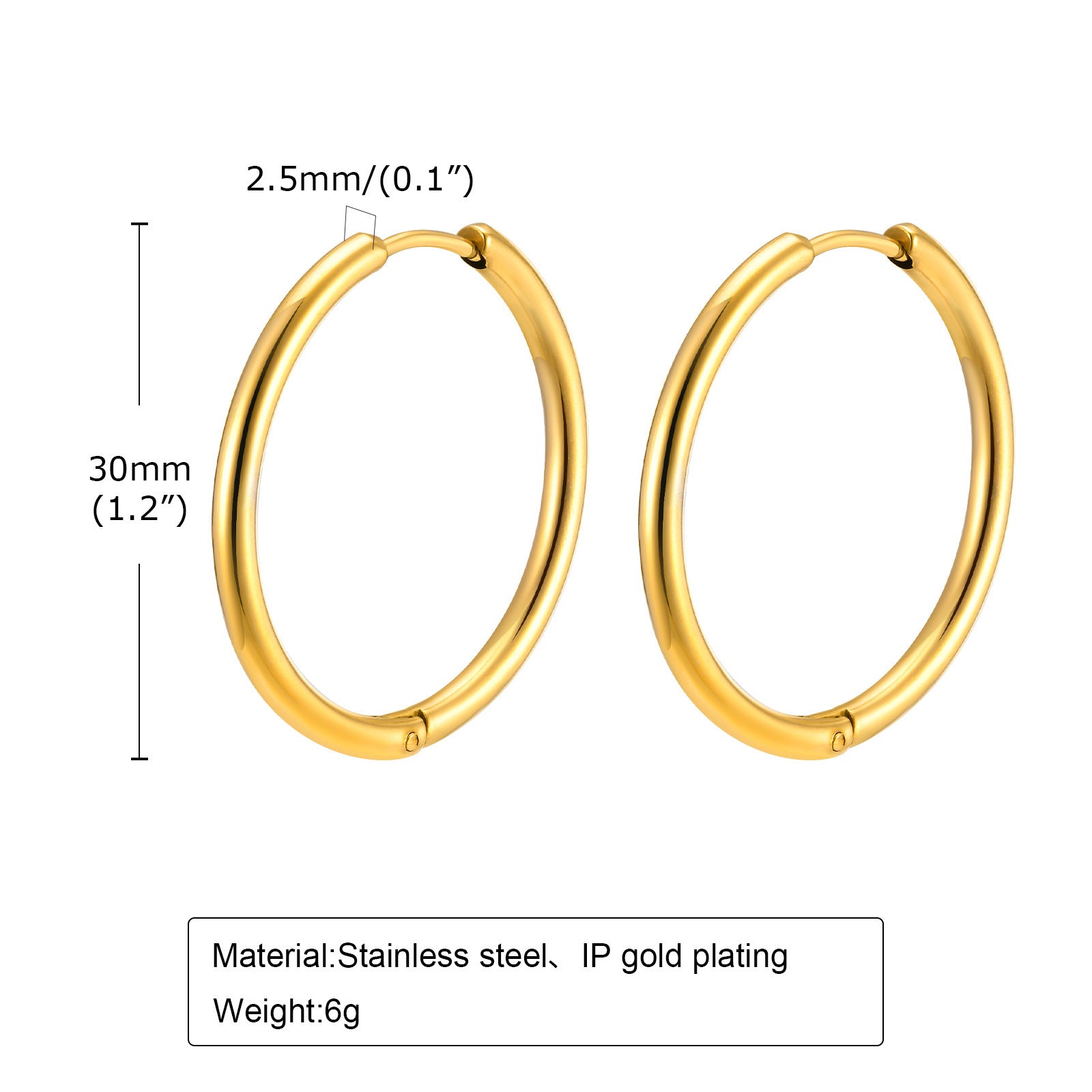 Minimalist Stainless Steel Gold Hoop Earrings for Women