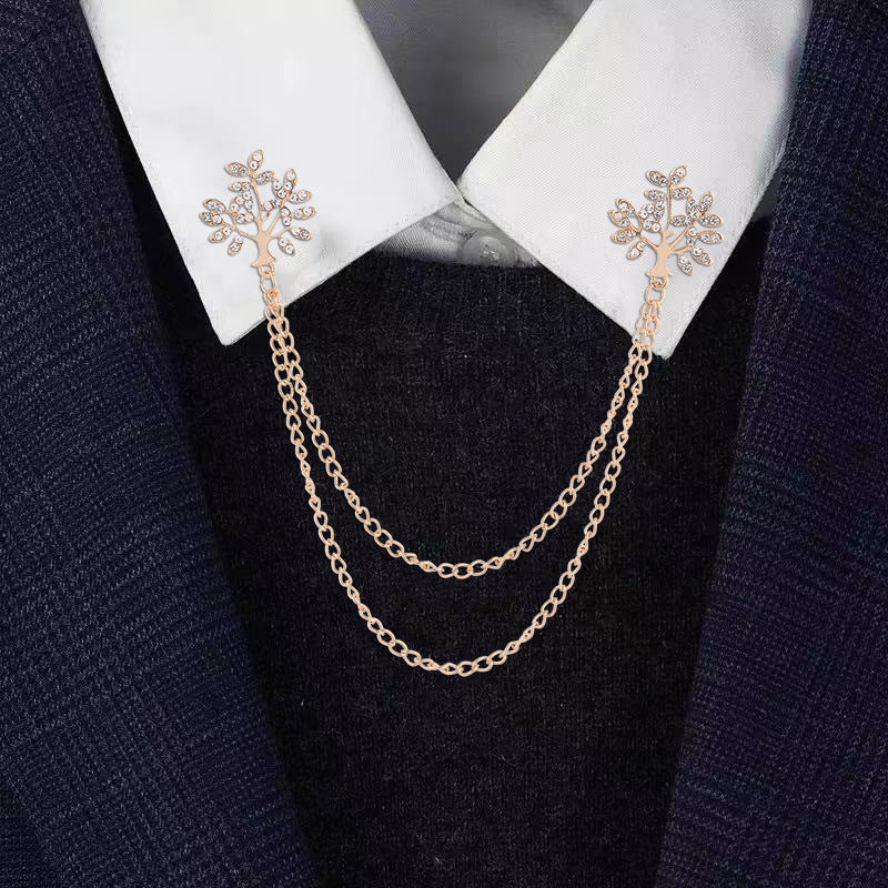 Chain Collar Pin — Sharp Detail for Shirts and Suits