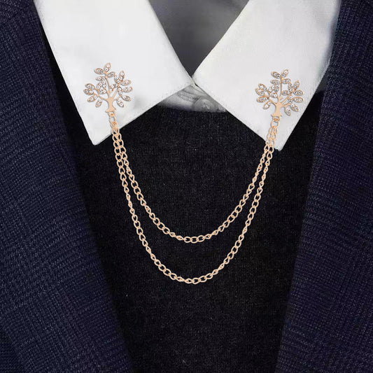 Chain Collar Pin — Sharp Detail for Shirts and Suits