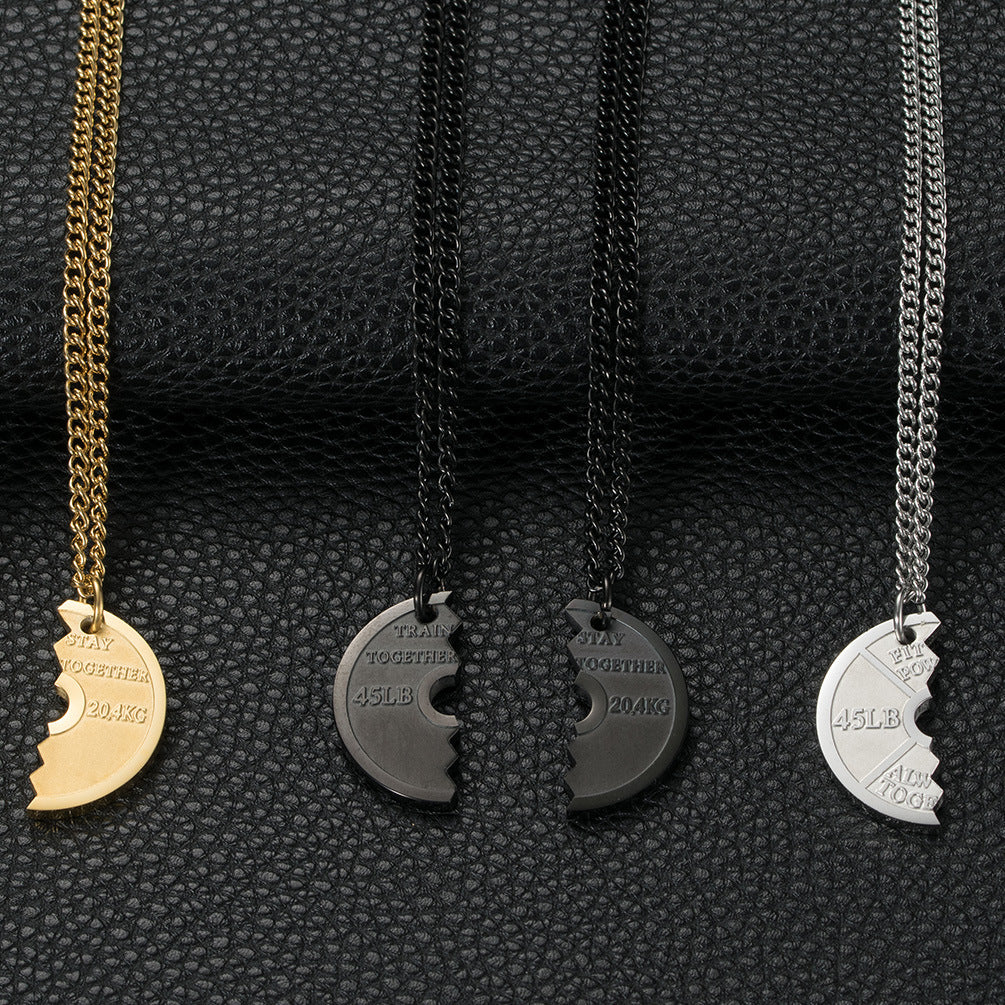 Couples Dumbbell Necklace Set — His and Hers, Gym Edition