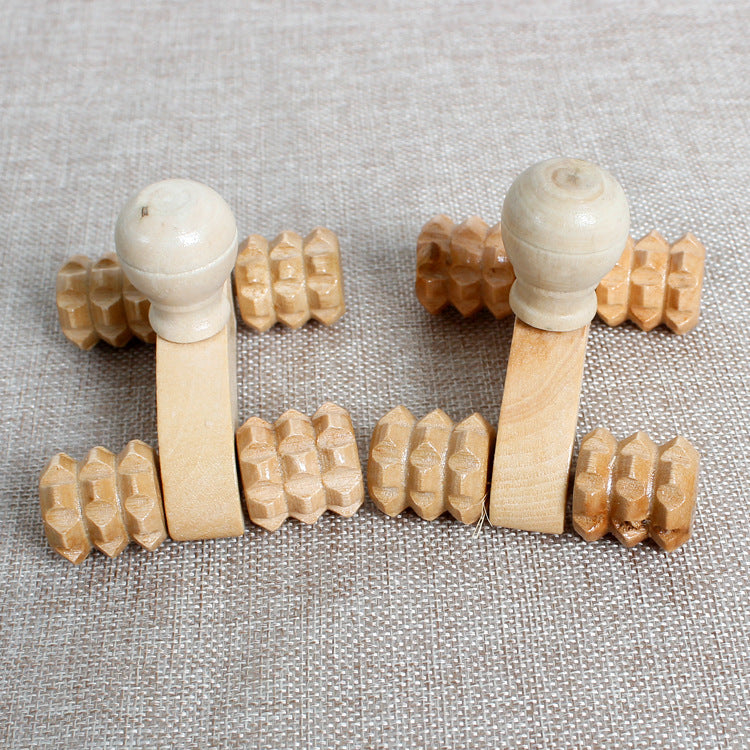 Wooden Roller Massage Tool with Four Wheels