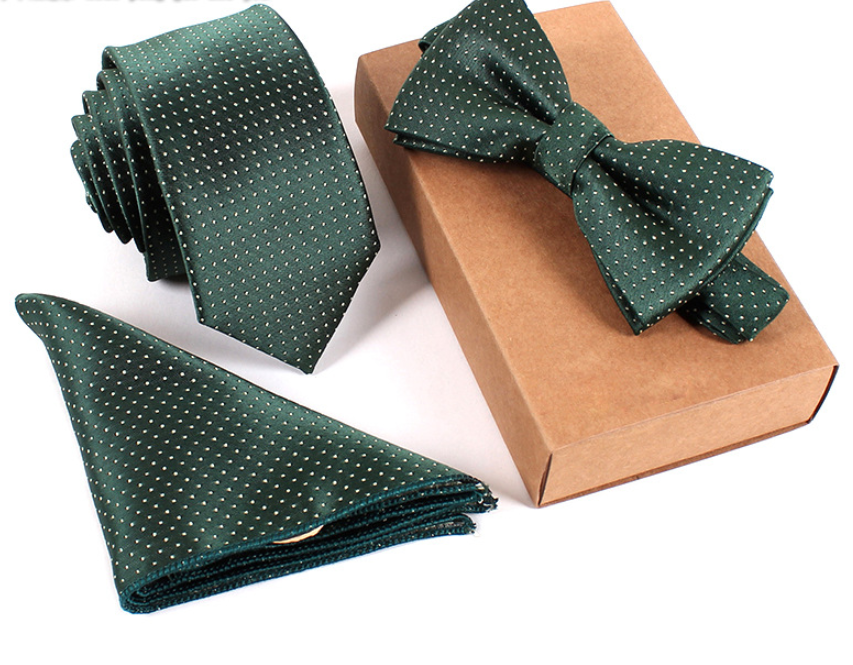Men's Bow Tie & Pocket Square Set — 3-Piece Formal Style