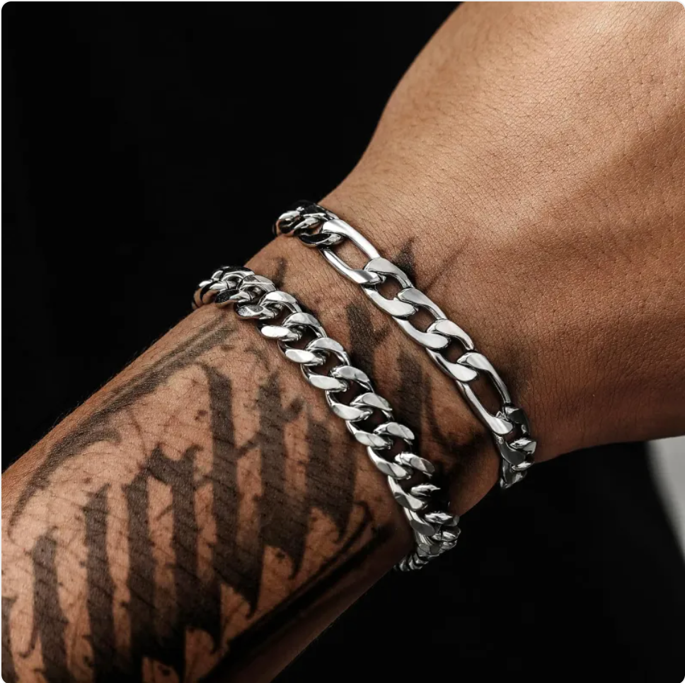 Men's Stainless Steel Cuban Bracelet Set