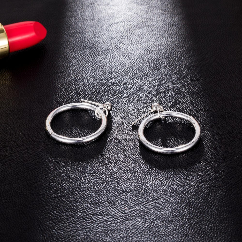 Minimalist Circle Earrings - Metal Hoop Studs