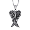 Stainless Steel Angel Wings Pendant Necklace for Men