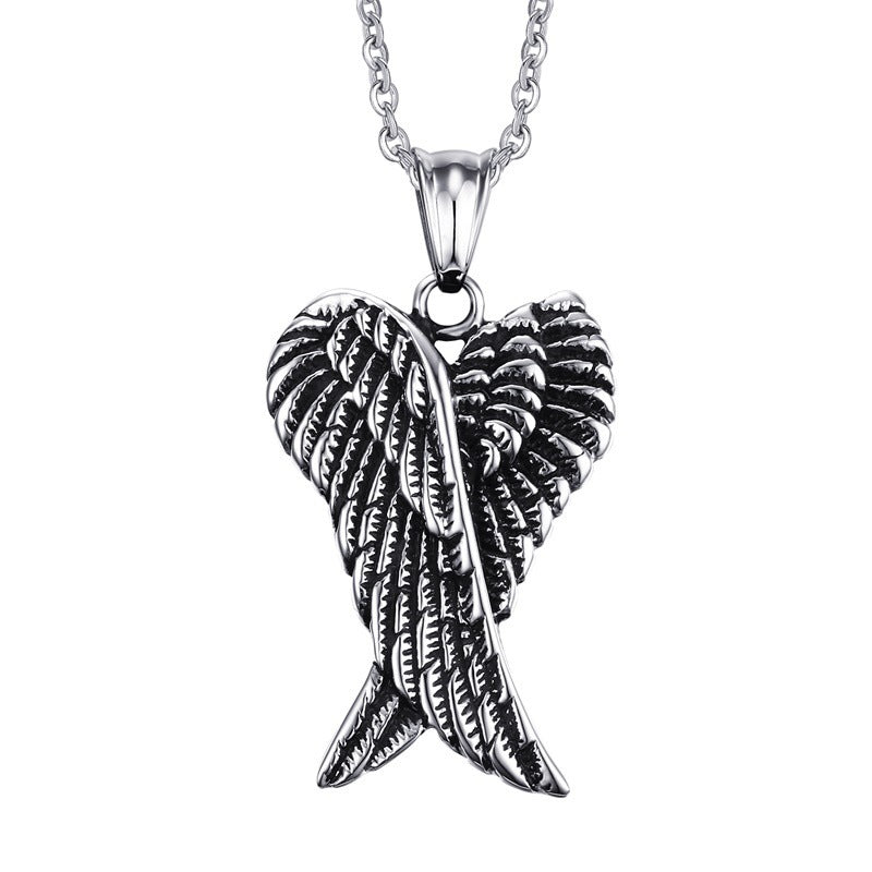 Stainless Steel Angel Wings Pendant Necklace for Men