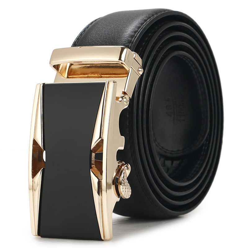Genuine Leather Auto-Buckle Belt for Men — Real Cowhide, Premium Finish