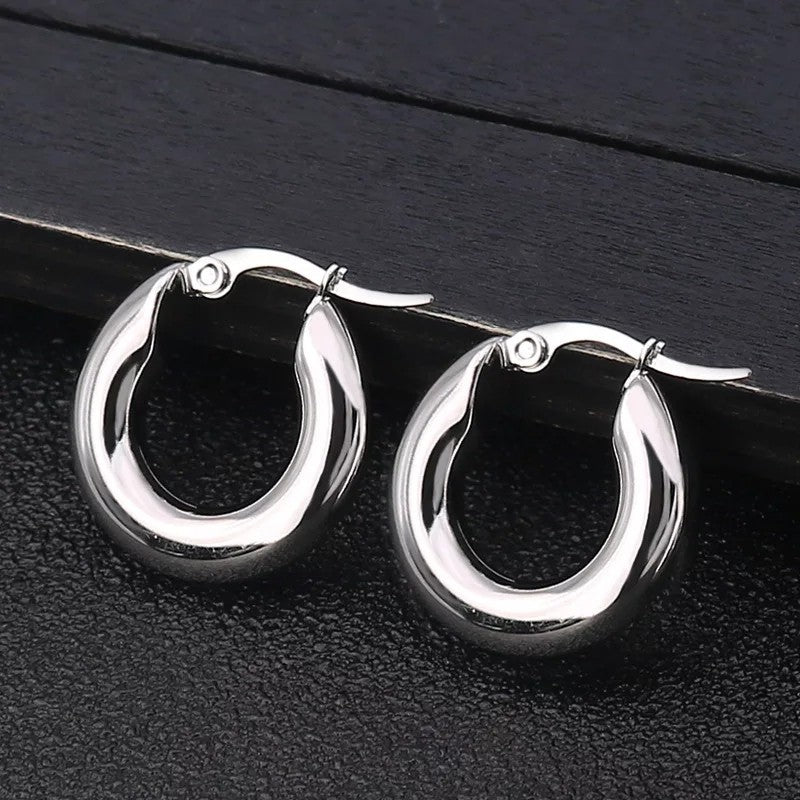 Fashionable 5.0 Stainless Steel Thick Hoop Earrings