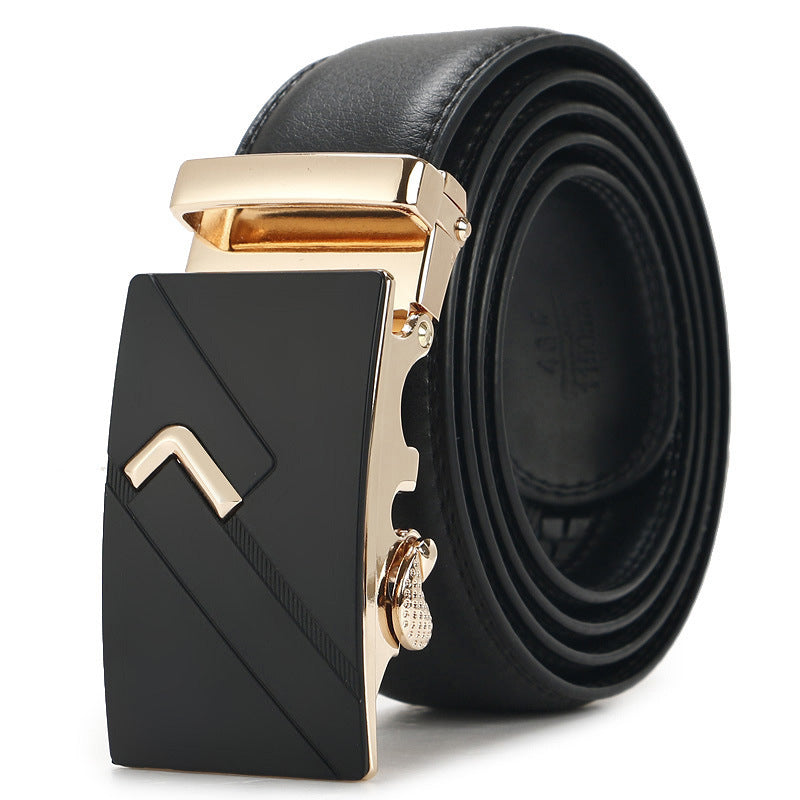 Genuine Leather Auto-Buckle Belt for Men — Real Cowhide, Premium Finish
