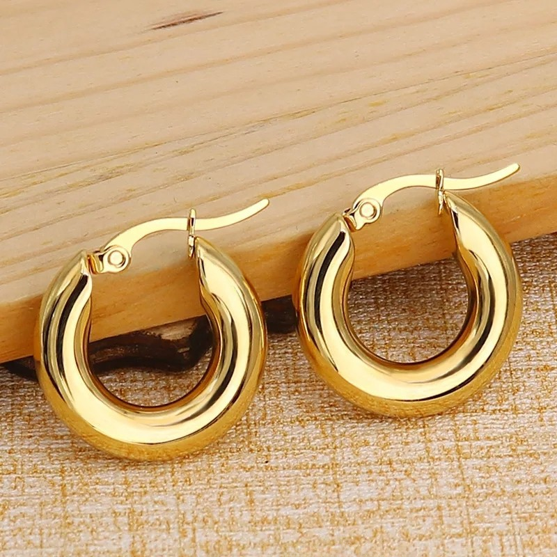 Fashionable 5.0 Stainless Steel Thick Hoop Earrings