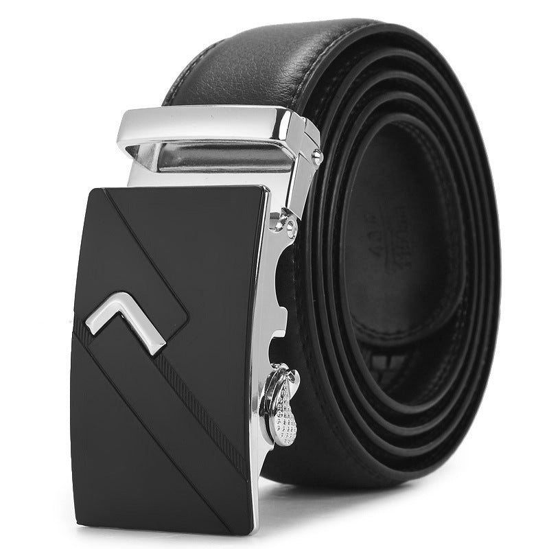 Genuine Leather Auto-Buckle Belt for Men — Real Cowhide, Premium Finish