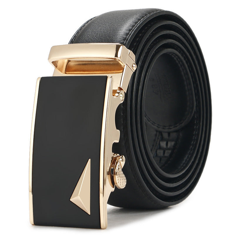 Genuine Leather Auto-Buckle Belt for Men — Real Cowhide, Premium Finish