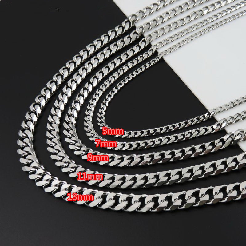 Cuban Link Necklace for Men - Black Gold Stainless Steel