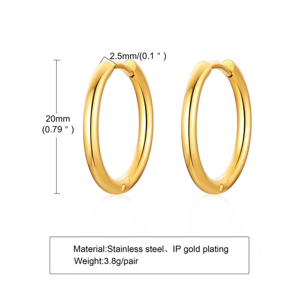 Minimalist Stainless Steel Gold Hoop Earrings for Women