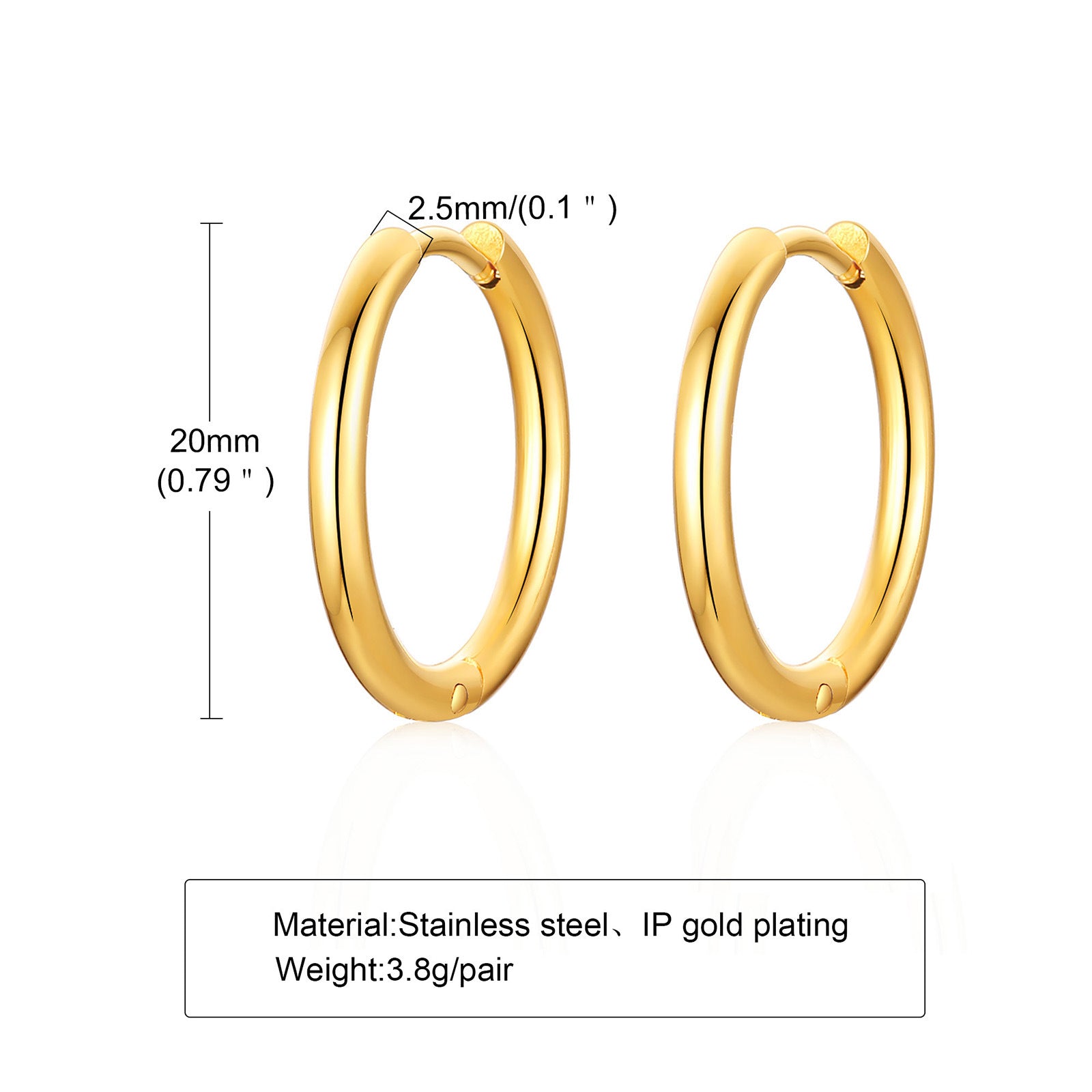 Minimalist Stainless Steel Gold Hoop Earrings for Women
