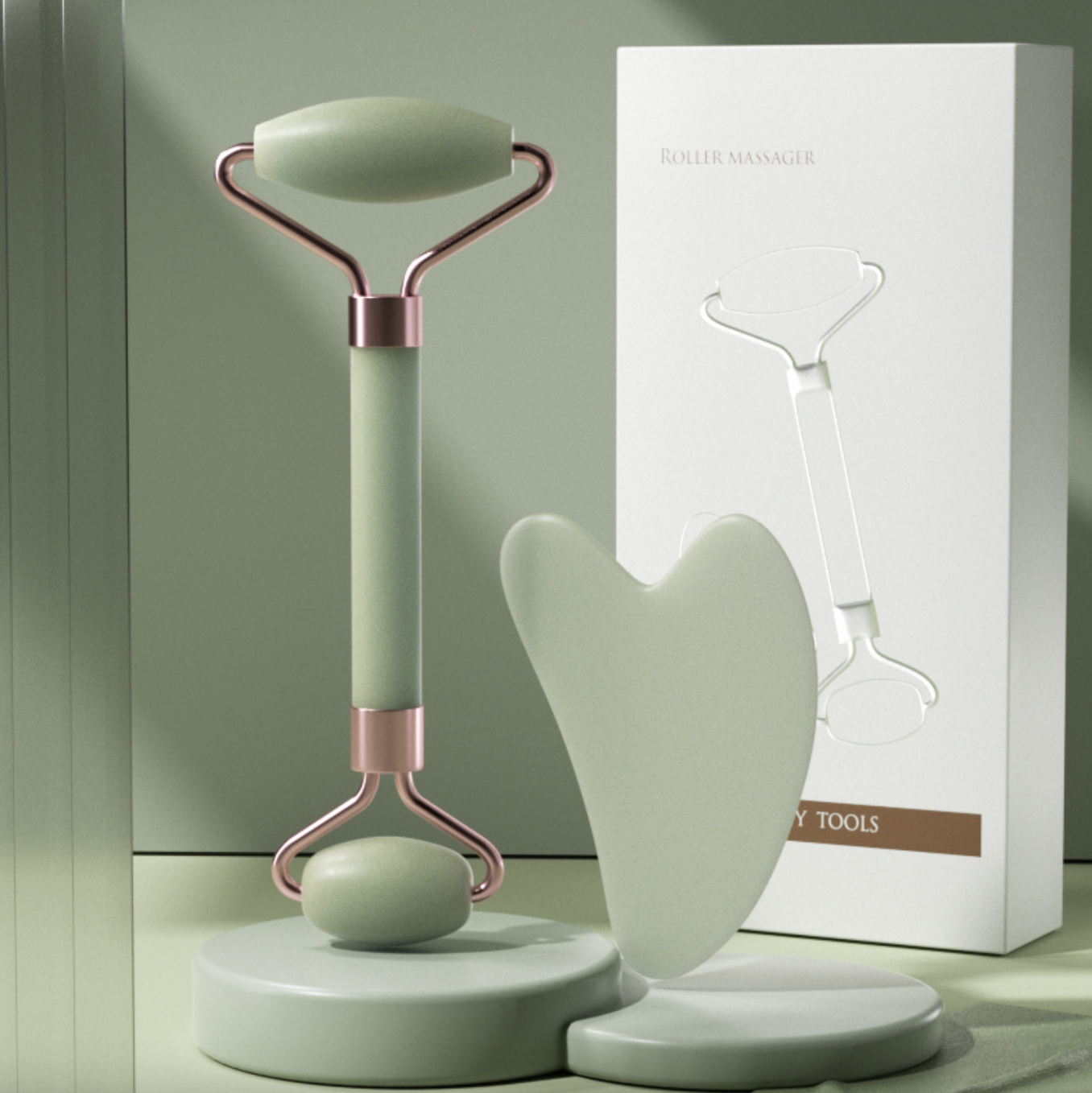 Facial Massage & Gua Sha Roller Set — Glow Up Your Skincare Routine