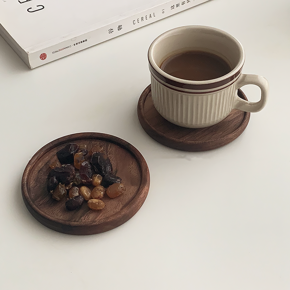 Natural Walnut Wood Coaster — Minimalist Desk Essential