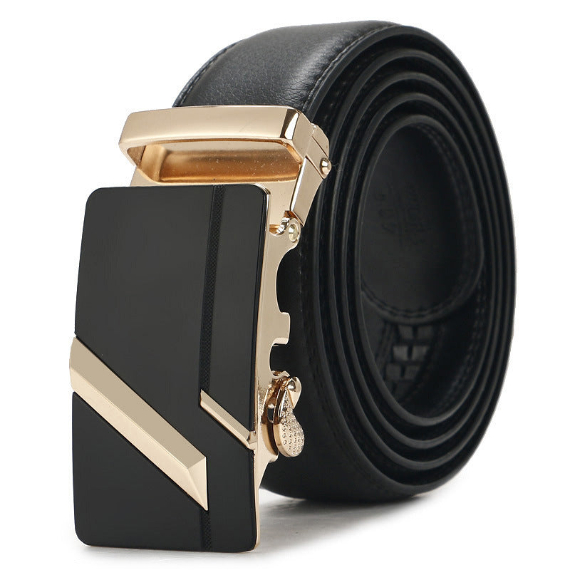 Genuine Leather Auto-Buckle Belt for Men — Real Cowhide, Premium Finish