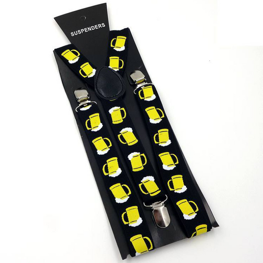 Unisex Patterned Suspenders with 3 Clips — 7 Designs