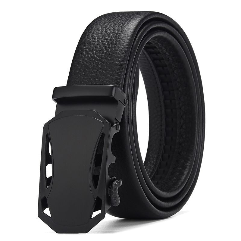 Men's Auto-Buckle Leather Belt — Bold Buckle Styles, 120cm