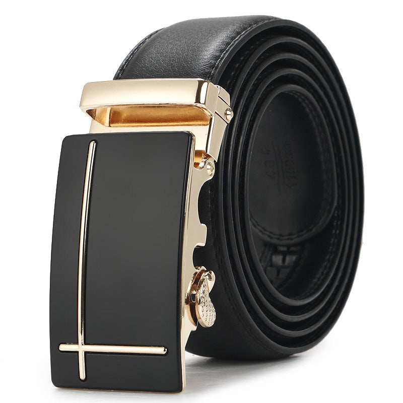 Genuine Leather Auto-Buckle Belt for Men — Real Cowhide, Premium Finish