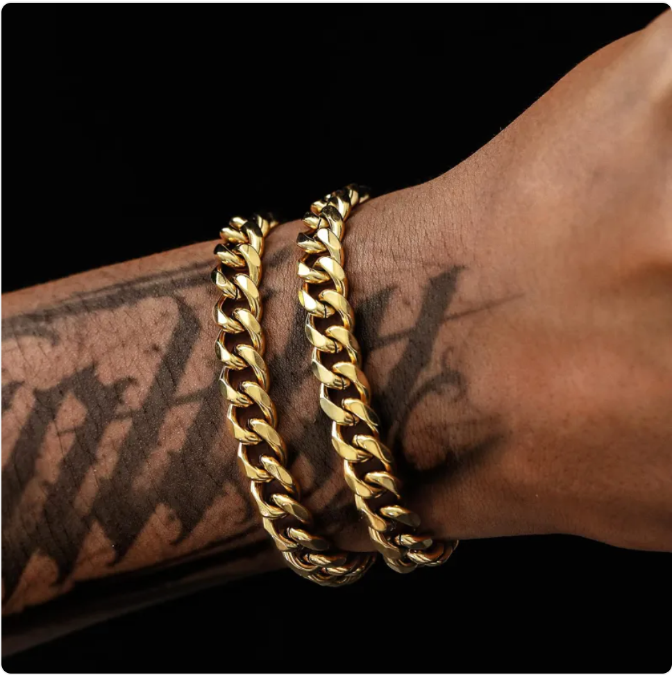 Men's Stainless Steel Cuban Bracelet Set