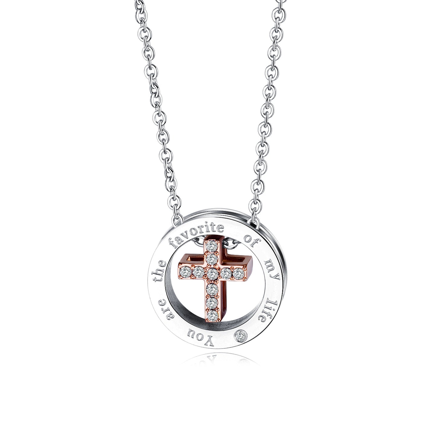 Stylish Titanium Steel Couple Necklace with Cross Pendant