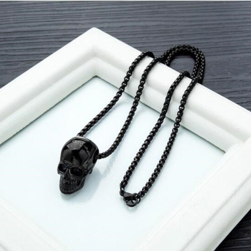 Skull Pendant Necklace — Dark Edge, Stainless Steel, Zero Rust