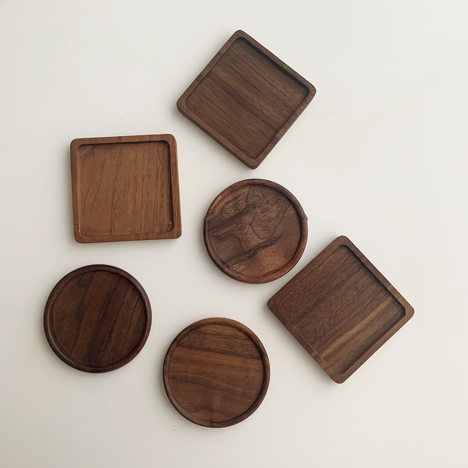 Natural Walnut Wood Coaster — Minimalist Desk Essential