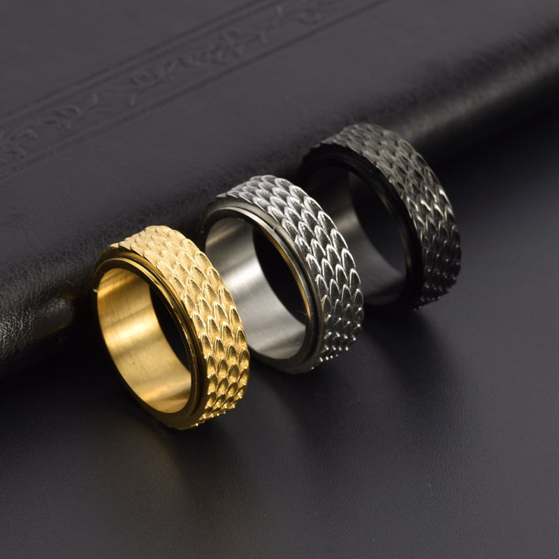 Vintage Men's Stainless Steel Dragon Scale Ring