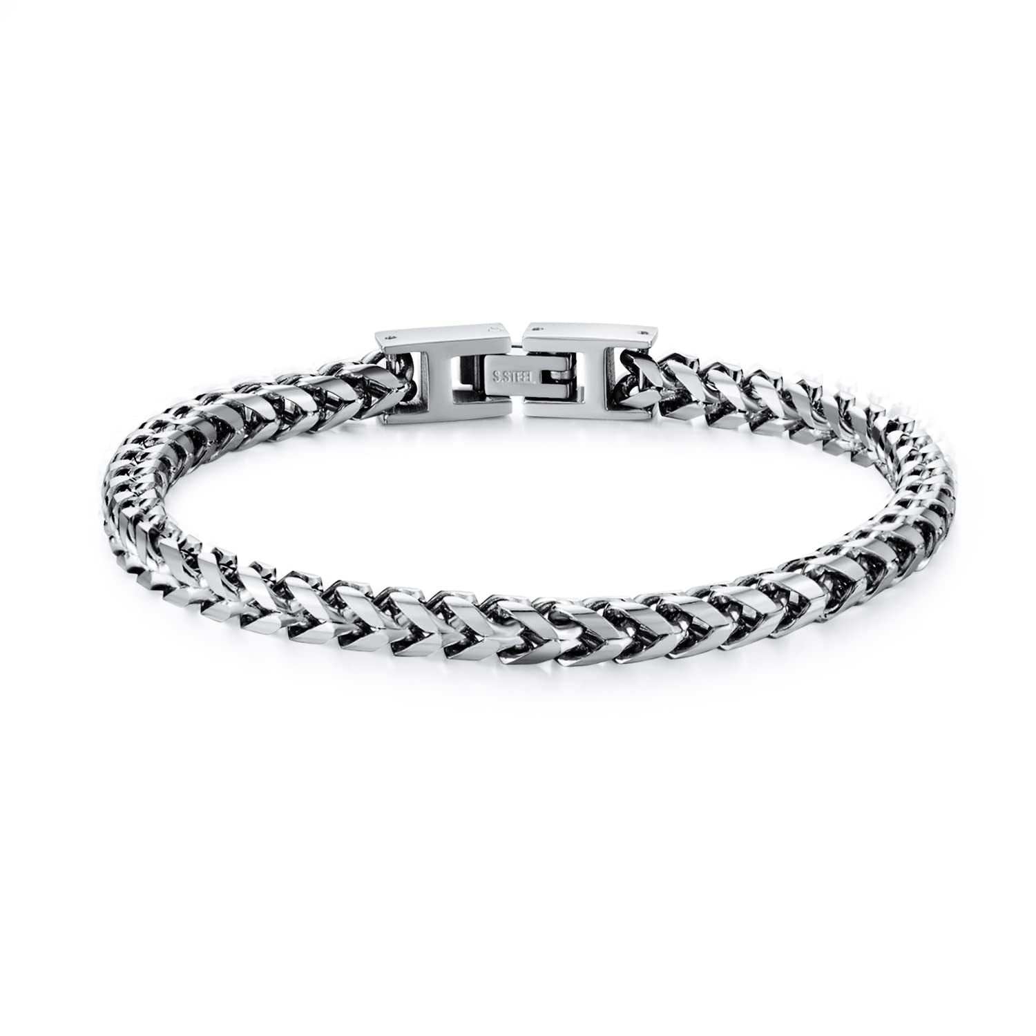Stainless Steel Franco Bracelet with Folding Buckle