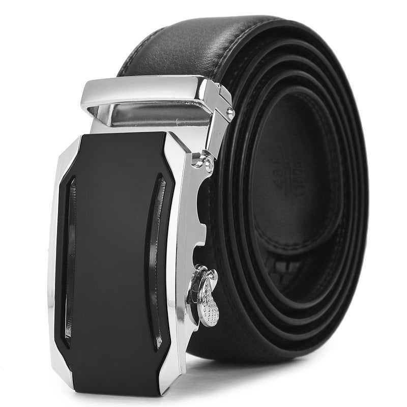 Genuine Leather Auto-Buckle Belt for Men — Real Cowhide, Premium Finish