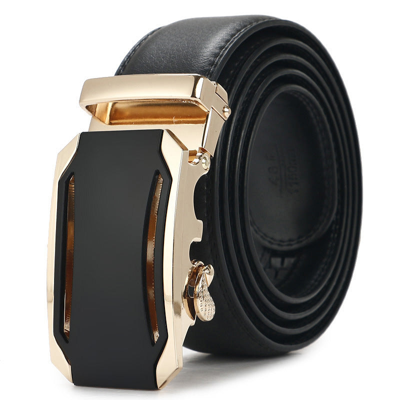 Genuine Leather Auto-Buckle Belt for Men — Real Cowhide, Premium Finish