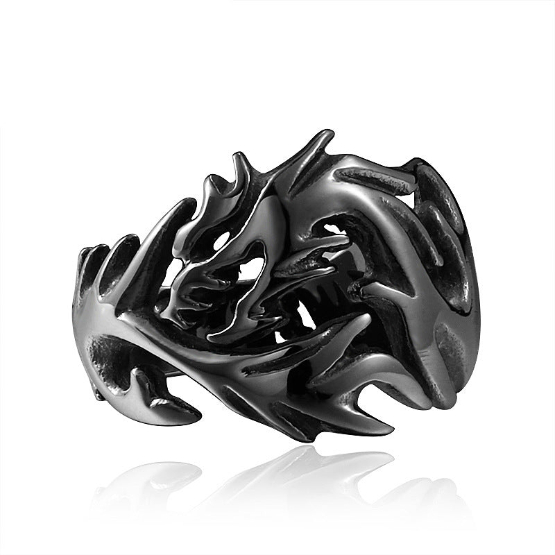 Trendy Dragon-Shaped Stainless Steel Open Ring for Men